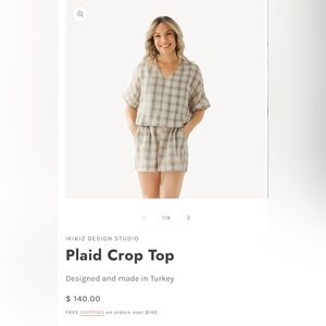 Pokoloko plaid crop top. new with tags. OSFM